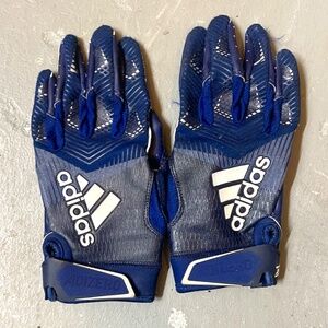 ADIDAS ADIZERO MEN’S ATHLETIC GLOVES, SIZE MEDIUM, NAVY/SILVER